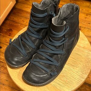 Camper Black Peu Cami Boots with Blue Laces